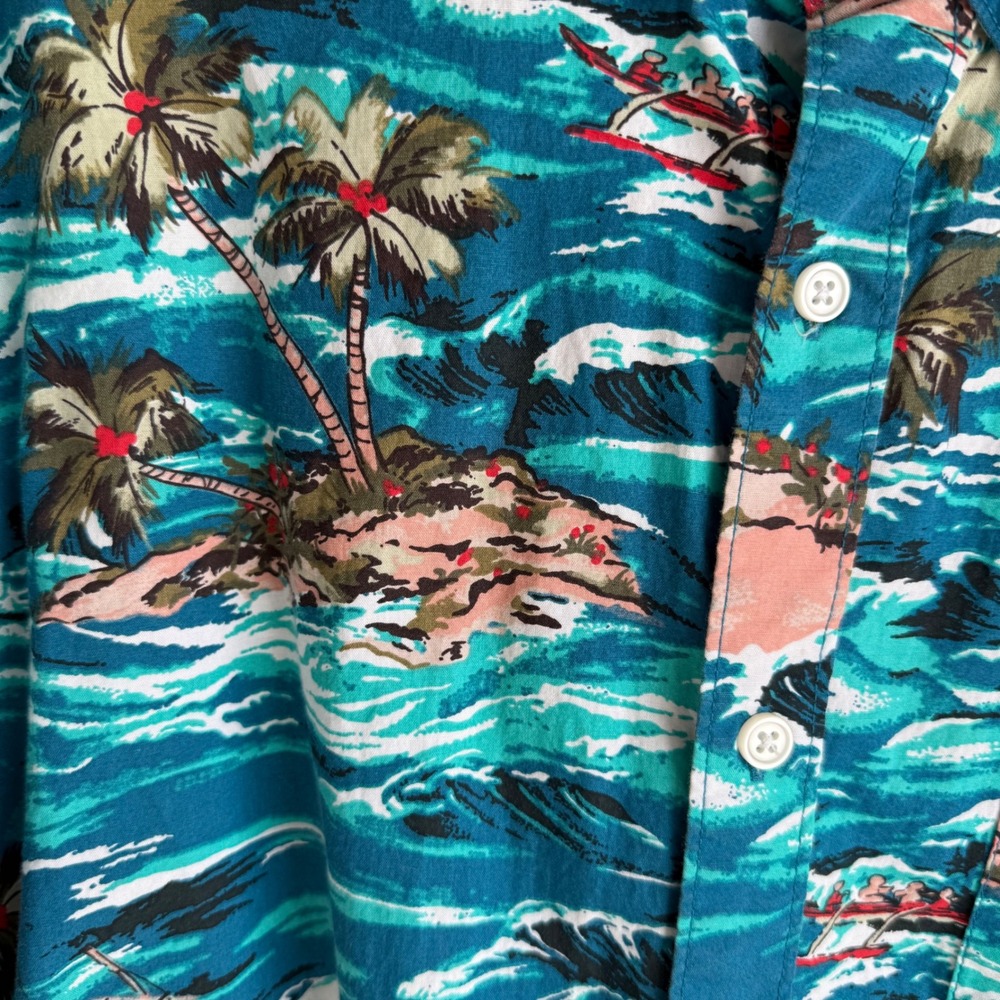 ARIZONA JEAN Blue Summer Tropical Hawaiian Mens Button‎ Up, L - Picture 5 of 5